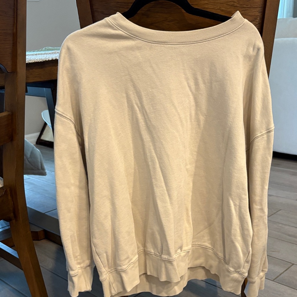 Old Navy Cream Scoop-Neck Pullover Sweatshirt